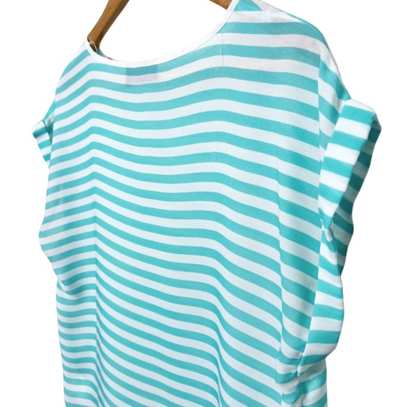 A.n.a Women's Vintage Striped Short Sleeve Oversized Crewneck Lightweight Blouse - Picture 14 of 16